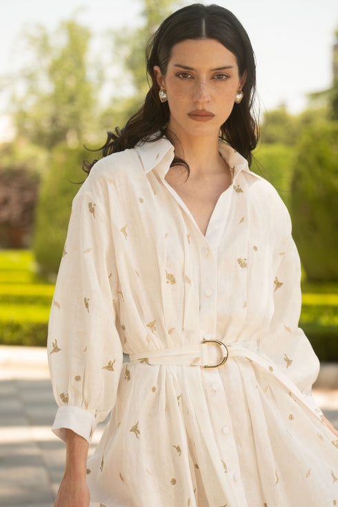 Camellia and Lilies Dress Ivory